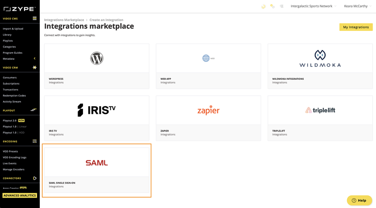 SSO in Zype Admin